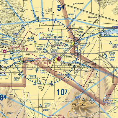 Burley Municipal Airport (BYI) VFR Sectional  Gaming Mouse Pad