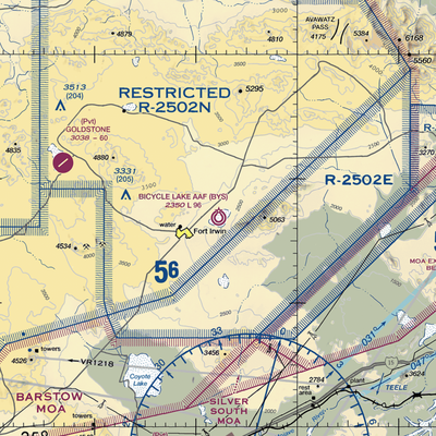 Bicycle Lake Army Air Field (BYS) VFR Sectional  Gaming Mouse Pad