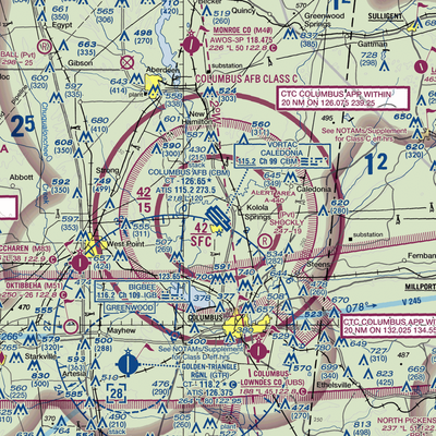 Columbus Air Force Base (CBM) VFR Sectional  Gaming Mouse Pad