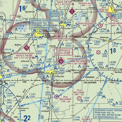 Coffeyville Municipal Airport (CFV) VFR Sectional  Gaming Mouse Pad