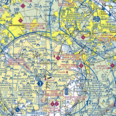 College Park Airport (CGS) VFR Sectional  Gaming Mouse Pad