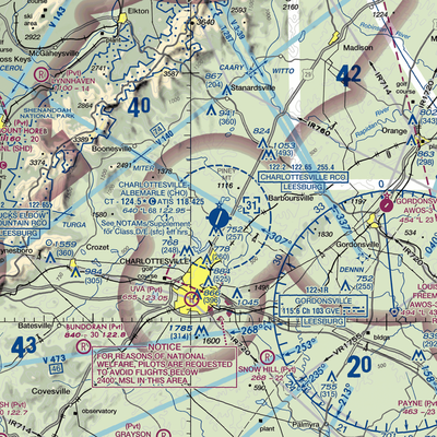 Charlottesville Albemarle Airport (CHO) VFR Sectional  Gaming Mouse Pad