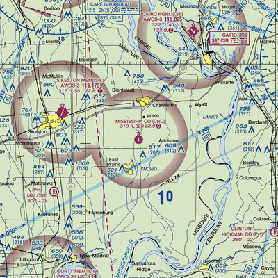 Mississippi County Airport (CHQ) VFR Sectional  Gaming Mouse Pad