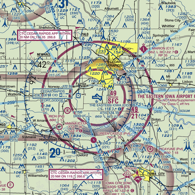 The Eastern Iowa Airport (CID) VFR Sectional  Gaming Mouse Pad