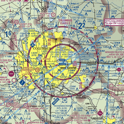 John Glenn Columbus International Airport (CMH) VFR Sectional  Gaming Mouse Pad