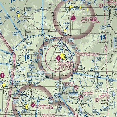 Chanute Martin Johnson Airport (CNU) VFR Sectional  Gaming Mouse Pad