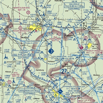 Columbia Regional Airport (COU) VFR Sectional  Gaming Mouse Pad