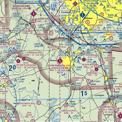 Cleburne Municipal Airport (CPT) VFR Sectional  Gaming Mouse Pad