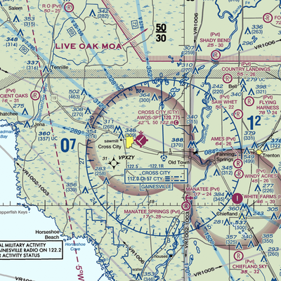 Cross City Airport (CTY) VFR Sectional  Gaming Mouse Pad