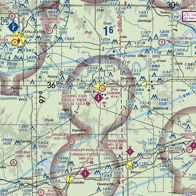 Cushing Municipal Airport (CUH) VFR Sectional  Gaming Mouse Pad