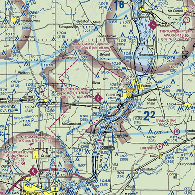 Clinton Municipal Airport (CWI) VFR Sectional  Gaming Mouse Pad