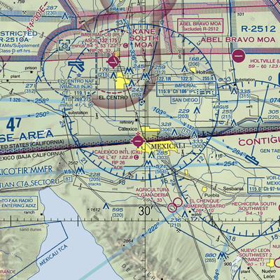 Calexico International Airport (CXL) VFR Sectional  Gaming Mouse Pad