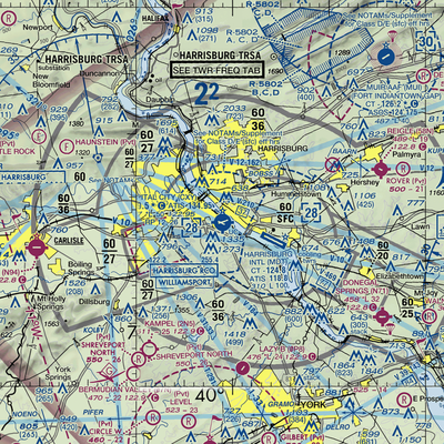 Capital City Airport (CXY) VFR Sectional  Gaming Mouse Pad