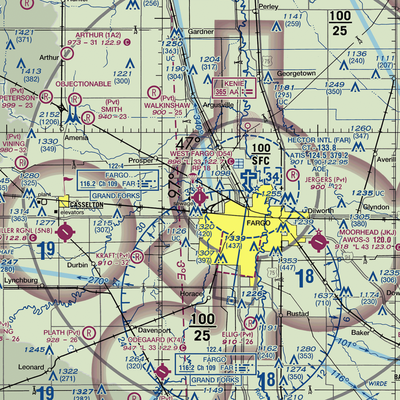 West Fargo Municipal Airport (D54) VFR Sectional  Gaming Mouse Pad