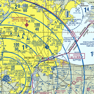 Coleman A. Young Municipal Airport (DET) VFR Sectional  Gaming Mouse Pad