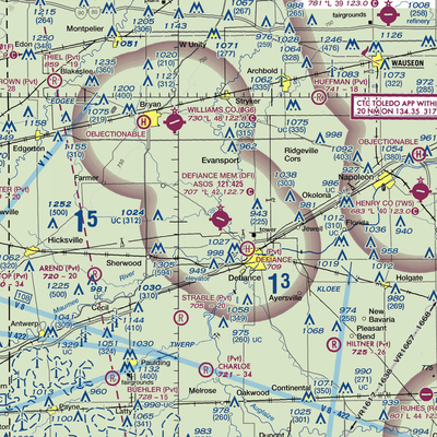 Defiance Memorial Airport (DFI) VFR Sectional  Gaming Mouse Pad