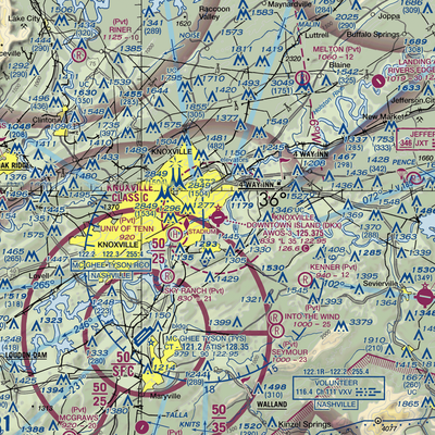 Knoxville Downtown Island Airport (DKX) VFR Sectional  Gaming Mouse Pad