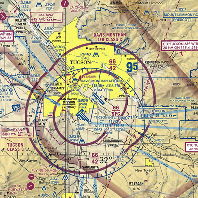 Davis Monthan Air Force Base (DMA) VFR Sectional  Gaming Mouse Pad