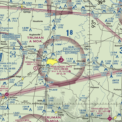 Sedalia Memorial Airport (DMO) VFR Sectional  Gaming Mouse Pad