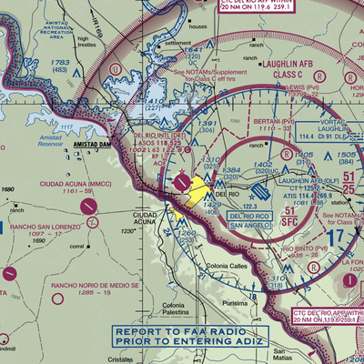 Del Rio International Airport (DRT) VFR Sectional  Gaming Mouse Pad