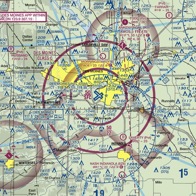 Des Moines International Airport (DSM) VFR Sectional  Gaming Mouse Pad