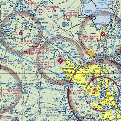 Summerville Airport (DYB) VFR Sectional  Gaming Mouse Pad