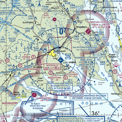 Elizabeth City Regional Airport & Coast Guard Air Station (ECG) VFR Sectional  Gaming Mouse Pad