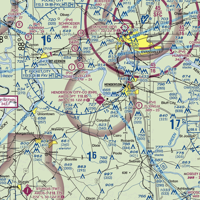 Henderson City County Airport (EHR) VFR Sectional  Gaming Mouse Pad