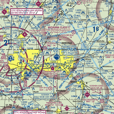 Elkhart Municipal Airport (EKM) VFR Sectional  Gaming Mouse Pad