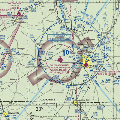 South Arkansas Regional At Goodwin Field (ELD) VFR Sectional  Gaming Mouse Pad