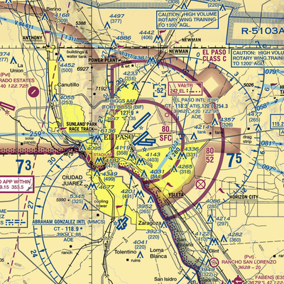 El Paso International Airport (ELP) VFR Sectional  Gaming Mouse Pad