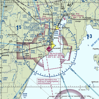 Delta County Airport (ESC) VFR Sectional  Gaming Mouse Pad