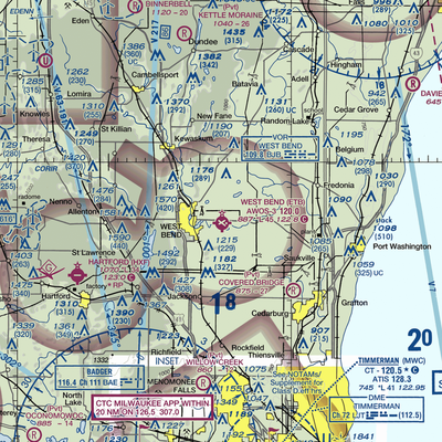 West Bend Municipal Airport (ETB) VFR Sectional  Gaming Mouse Pad