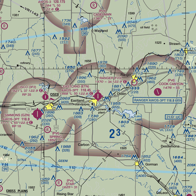 Eastland Municipal Airport (ETN) VFR Sectional  Gaming Mouse Pad