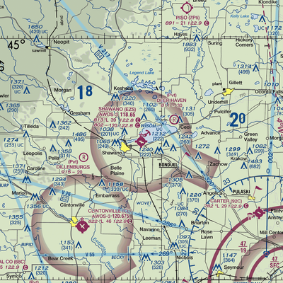 Shawano Municipal Airport (EZS) VFR Sectional  Gaming Mouse Pad