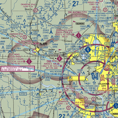 Clarence E Page Municipal Airport (RCE) VFR Sectional  Gaming Mouse Pad