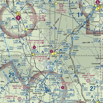 Sulphur Municipal Airport (F30) VFR Sectional  Gaming Mouse Pad