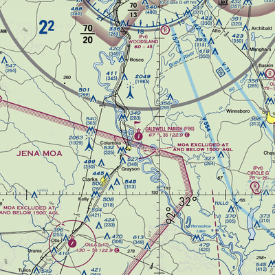 Caldwell Parish Airport (F86) VFR Sectional  Gaming Mouse Pad