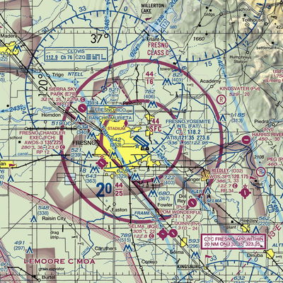 Fresno Yosemite International Airport (FAT) VFR Sectional  Gaming Mouse Pad