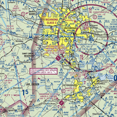 Chesterfield County Airport (FCI) VFR Sectional  Gaming Mouse Pad