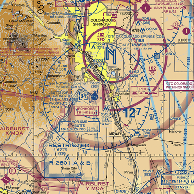 Butts AAF (Fort Carson) Air Field (FCS) VFR Sectional  Gaming Mouse Pad