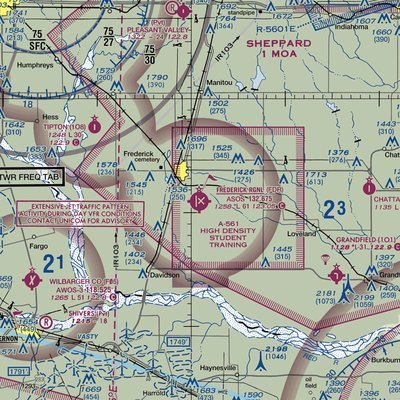 Frederick Regional Airport (FDR) VFR Sectional  Gaming Mouse Pad