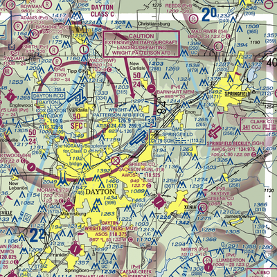 Wright-Patterson Air Force Base (FFO) VFR Sectional  Gaming Mouse Pad