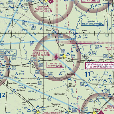 Fairfield Municipal Airport (FWC) VFR Sectional  Gaming Mouse Pad