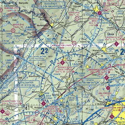 Sussex Airport (FWN) VFR Sectional  Gaming Mouse Pad