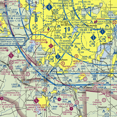 Fort Worth Spinks Airport (FWS) VFR Sectional  Gaming Mouse Pad