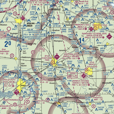 Fostoria Metropolitan Airport (FZI) VFR Sectional  Gaming Mouse Pad