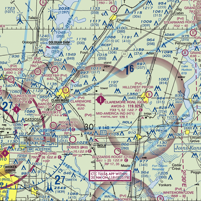 Claremore Regional Airport (GCM) VFR Sectional  Gaming Mouse Pad