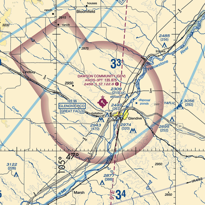 Dawson Community Airport (GDV) VFR Sectional  Gaming Mouse Pad