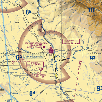 South Big Horn County Airport (GEY) VFR Sectional  Gaming Mouse Pad